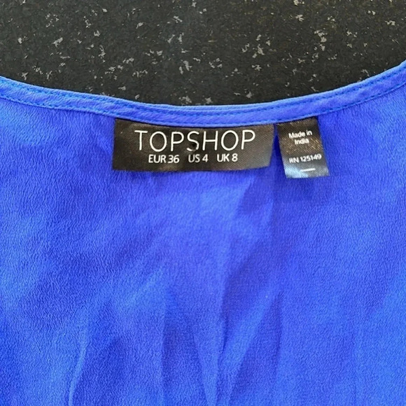 TOPSHOP 100% Silk Purple/Blue Ombré High/Low Razorback Dress Size US 4 - Picture 2 of 5